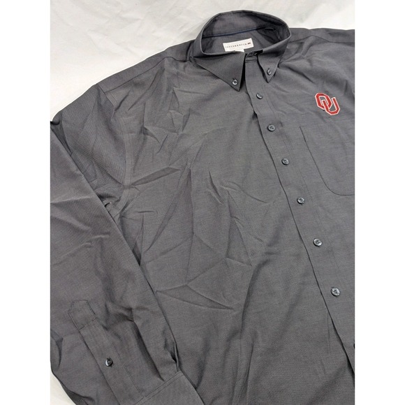 New No Tags Cutter Buck Oklahoma‎ Sooners Long Sleeve Dress Shirt XLT Gray - Picture 2 of 9